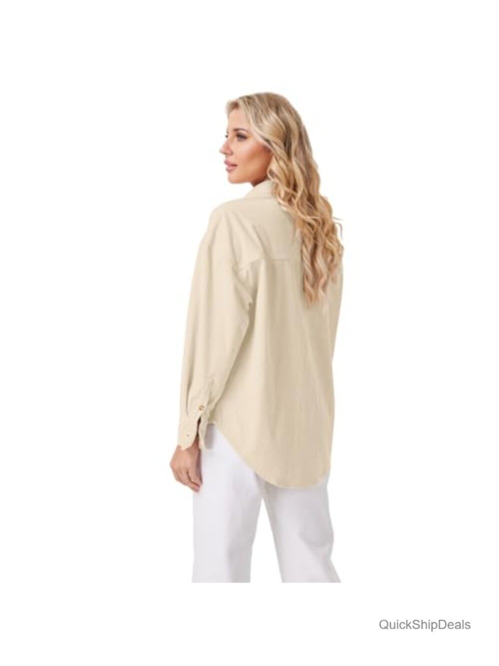 Ribbed Corduroy Button Down Shirt Long Sleeve Shacket - Picture 4 of 6